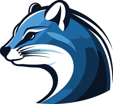 Blue and White Illustration of a Cat's Head vector
