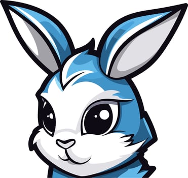 Blue and White Bunny Cartoon Illustration vector