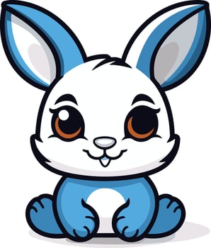 Cute Cartoon Bunny with Blue Ears vector