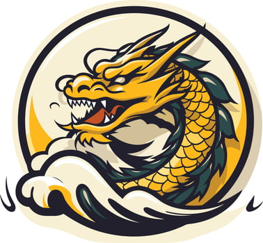 Fierce Yellow Dragon in a Circle vector