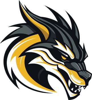 Aggressive Wolf Mascot with Yellow and Black Fur vector