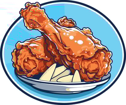 Fried Chicken with French Fries on a Plate vector