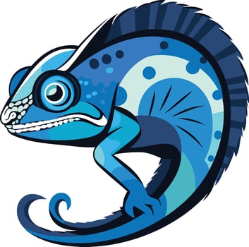 Blue Chameleon with Detailed Patterns vector