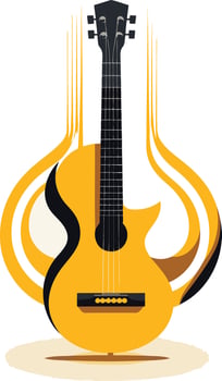 Yellow Acoustic Guitar with Abstract Background vector