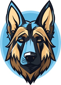 German Shepherd Portrait with Blue and Brown Tones vector