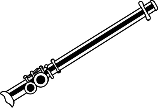 Black and white illustration of a flute, perfect for musical designs, education, or music themed projects vector