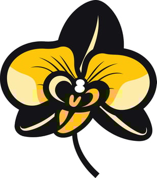 Yellow Orchid Flower with Black Stem vector