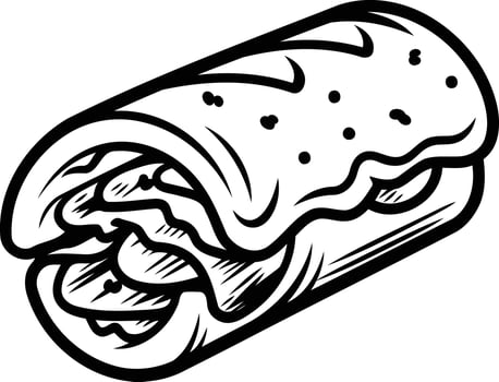 A cartoon illustration of a burrito, perfect for menu design, food blogs, and children s books vector