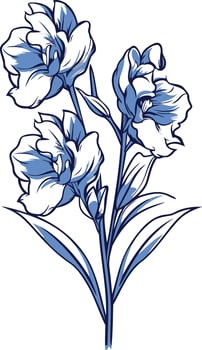 Blue and White Floral Illustration vector