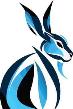 Abstract Blue and Black Rabbit vector