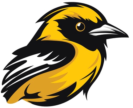 Yellow Bird Illustration with Black and White Features vector