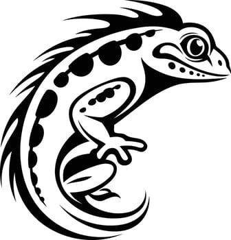 Black and white illustration of a stylized lizard, perfect for tattoo designs, logo creation, and animal themed artwork vector