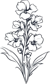 Floral Bouquet Illustration in Black and White vector