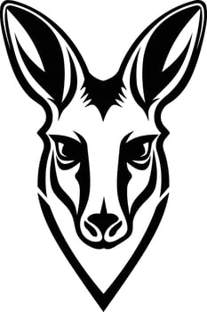 A bold and striking black and white illustration of a kangaroo's head vector