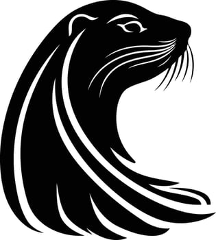 Stylish black and white silhouette of an otter's head, perfect for logos, branding, or tattoo designs vector
