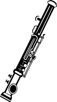 Black and white silhouette of a flute, perfect for musical designs, website graphics, and educational materials vector