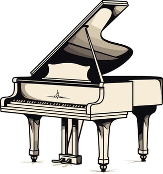 A Vintage Grand Piano with Open Lid vector