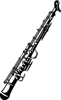 Black and white silhouette of an oboe, perfect for musical and artistic designs vector