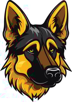 German Shepherd Portrait with Black and Gold Colors vector
