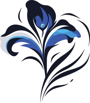 Abstract Floral Design in Blue and Black vector