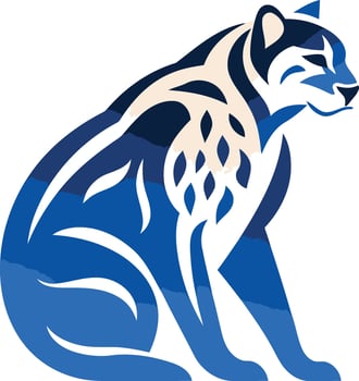 Blue and White Stylized Cougar Illustration vector