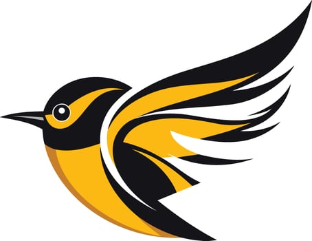Stylized Yellow Bird in Flight vector