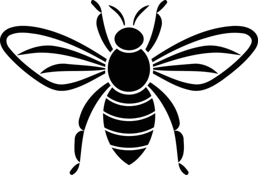 Simple, black and white bee silhouette vector