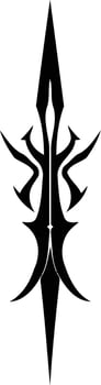 A sharp, stylized black and white graphic representing a tribal spearhead vector
