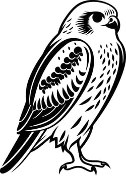 Black and white illustration of a falcon, perfect for a tattoo design, logo, or illustration vector