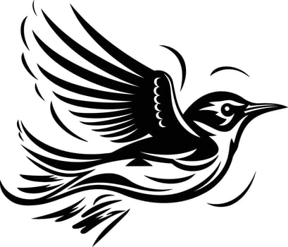 Stylized black and white bird tattoo design vector