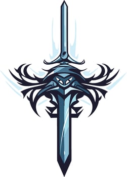Abstract Blue Sword with Tribal Design vector