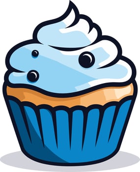 Blue Cupcake With Swirl Topping vector