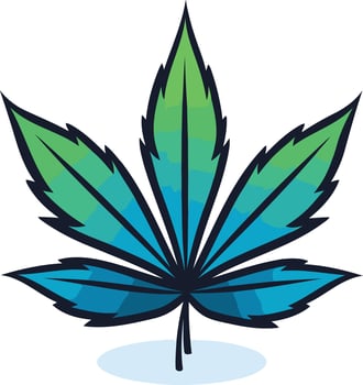 Cartoon Marijuana Leaf with Green and Blue Gradient vector