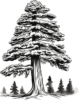 Hand Drawn Illustration of a Majestic Pine Tree vector