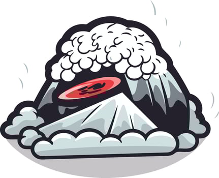 Cartoon Illustration of a Volcano Erupting vector