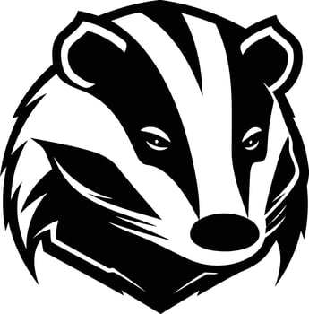 Black and white element illustration of a badger's head, perfect for logos, branding, or t-shirt designs vector