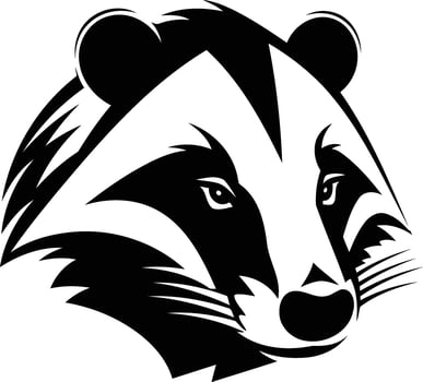 Bold black and white illustration of a raccoon head, perfect for logo design, tattoo inspiration, or a striking animal graphic vector