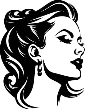 Stylish black and white tattoo design of a woman's profile vector