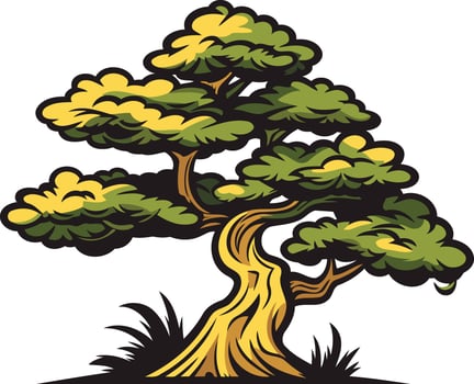 A Detailed Illustration of a Bonsai Tree vector