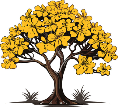 Blooming Yellow Tree Illustration vector