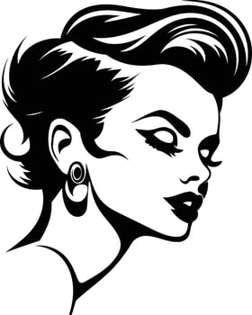 Stylish black and white illustration of a woman with short, modern hairstyle vector