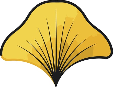 Single Ginkgo Leaf in Yellow and Black vector