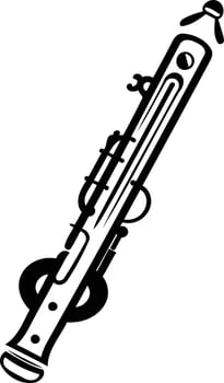 Black and white element illustration of an oboe, perfect for music-related designs, logos, or educational materials vector