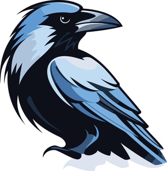Blue and Black Raven Illustration vector