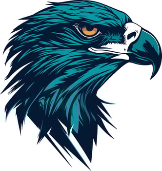 Eagle Head Illustration in Teal and Blue vector
