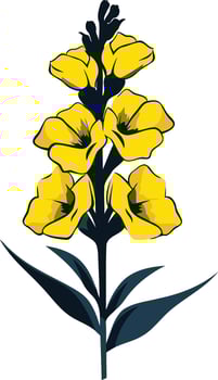 Yellow Flower with Blue Stem Illustration vector