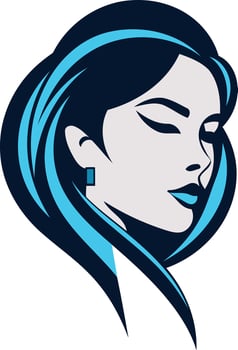 Profile of a Woman with Blue Hair vector
