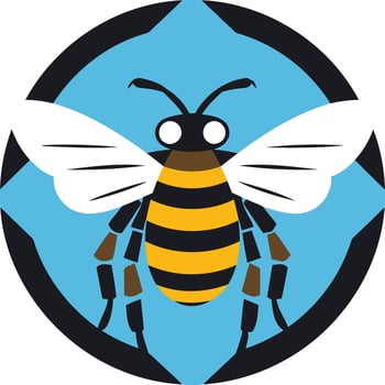 Bee Illustration with Blue Background vector