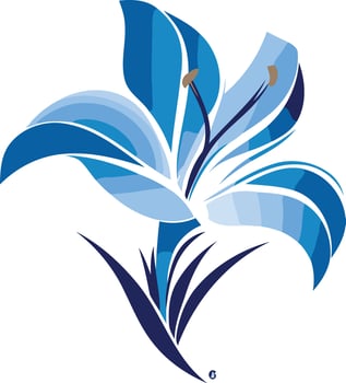 Blue Lily Flower in Abstract Style vector