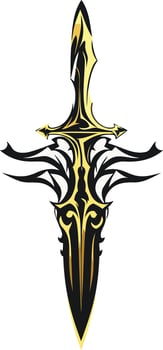 Ornate Golden Dagger with Tribal Design vector